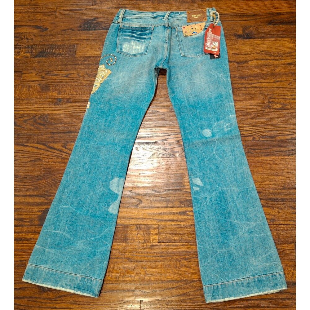 Miss Lola Butterfly Blue Denim Jeans Women's Size 28 NWT - Picture 2 of 2